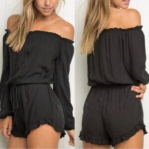 Brandy Melville Long Sleeve Black Gabriella Romper Comfy Lightweight Women's OS